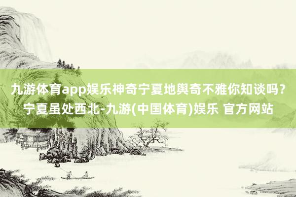 九游体育app娱乐神奇宁夏地舆奇不雅你知谈吗？宁夏虽处西北-九游(中国体育)娱乐 官方网站